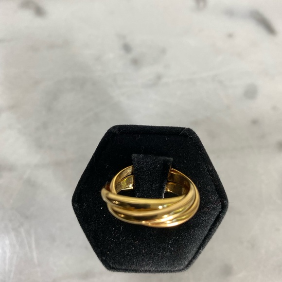 Gold Plated Triple Rolling Bands Ring - Picture 2 of 9